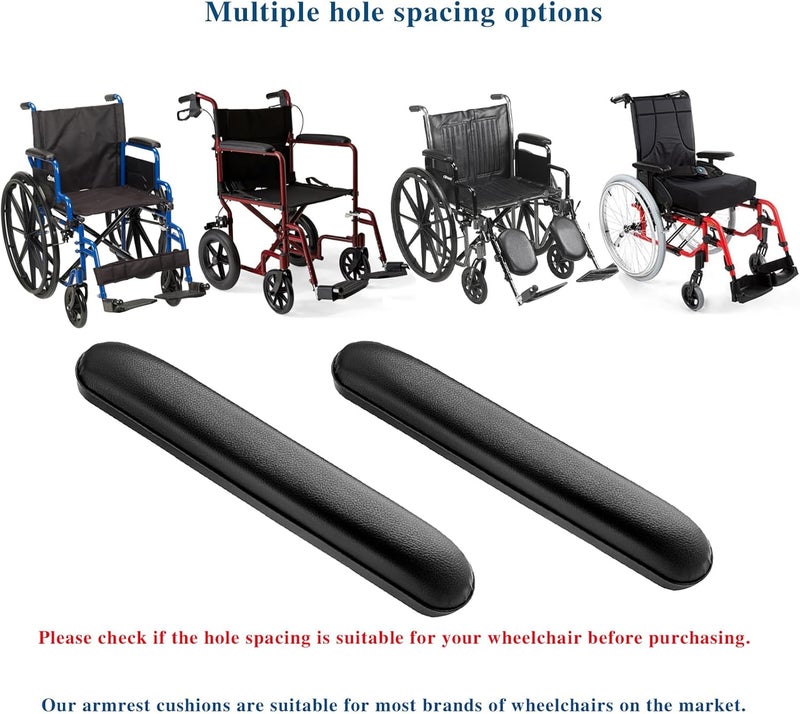 HMZ Full Length Padded Armrest Black 13-7/8" Long Wheelchair and Transport Chair arm Cushions, Black (1 Pair) Compatible with All Brands(13-7/8") - Image 5